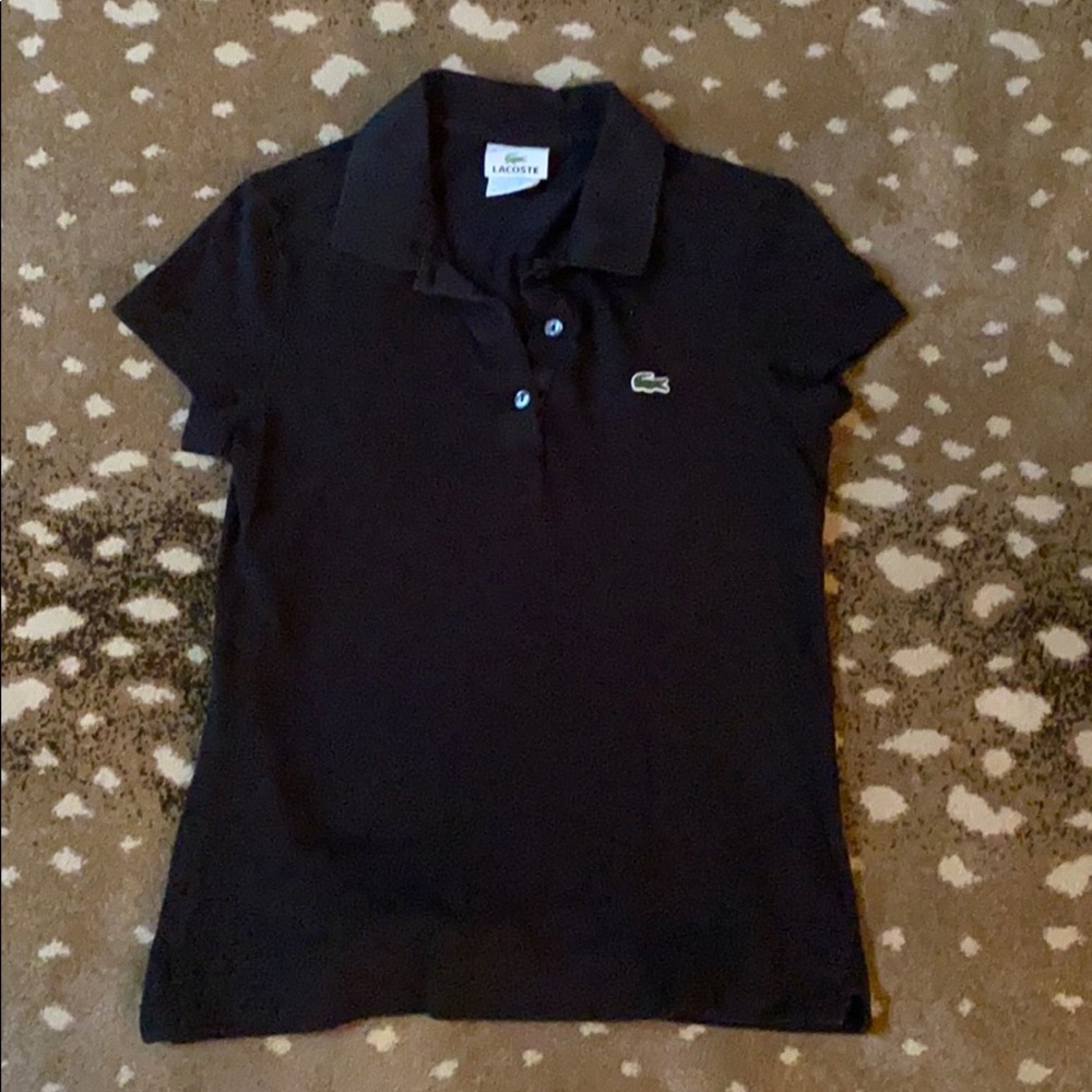 Black Lacoste Polo Shirtsleeve Shirt
